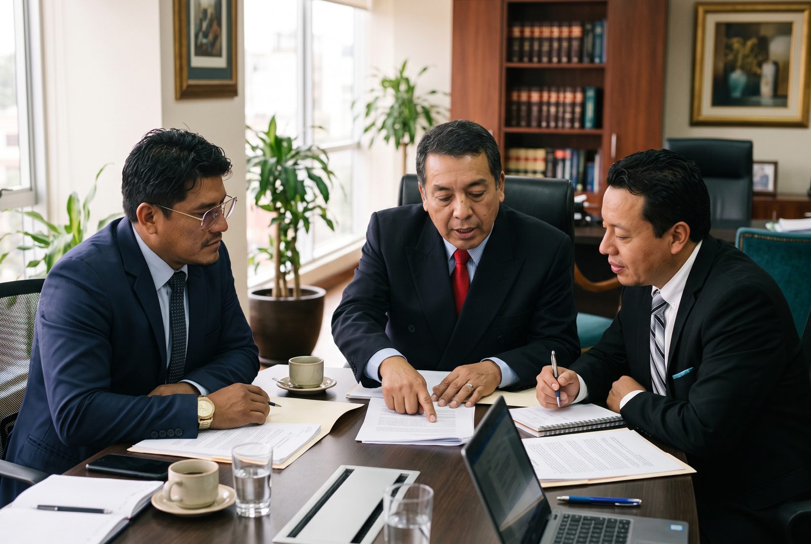 Abogados de Valverde Abogados Inversiones analizando un caso en una reunión