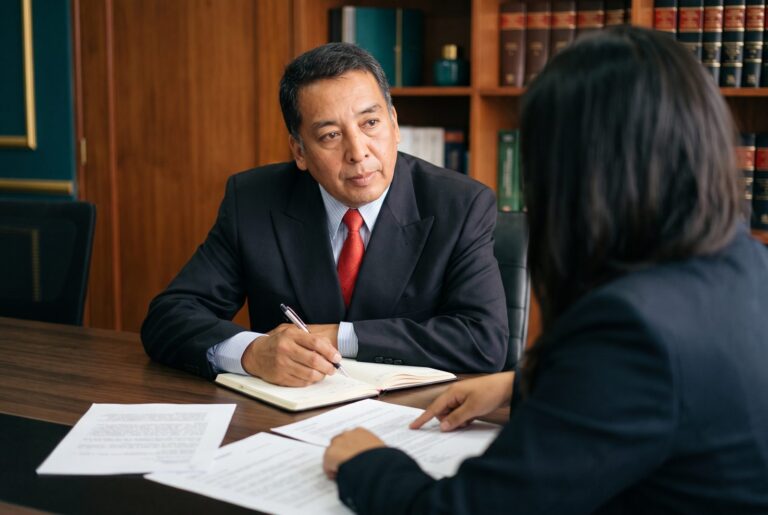 Dr. Santos escuchando a una trabajadora que le muestra correos y mensajes